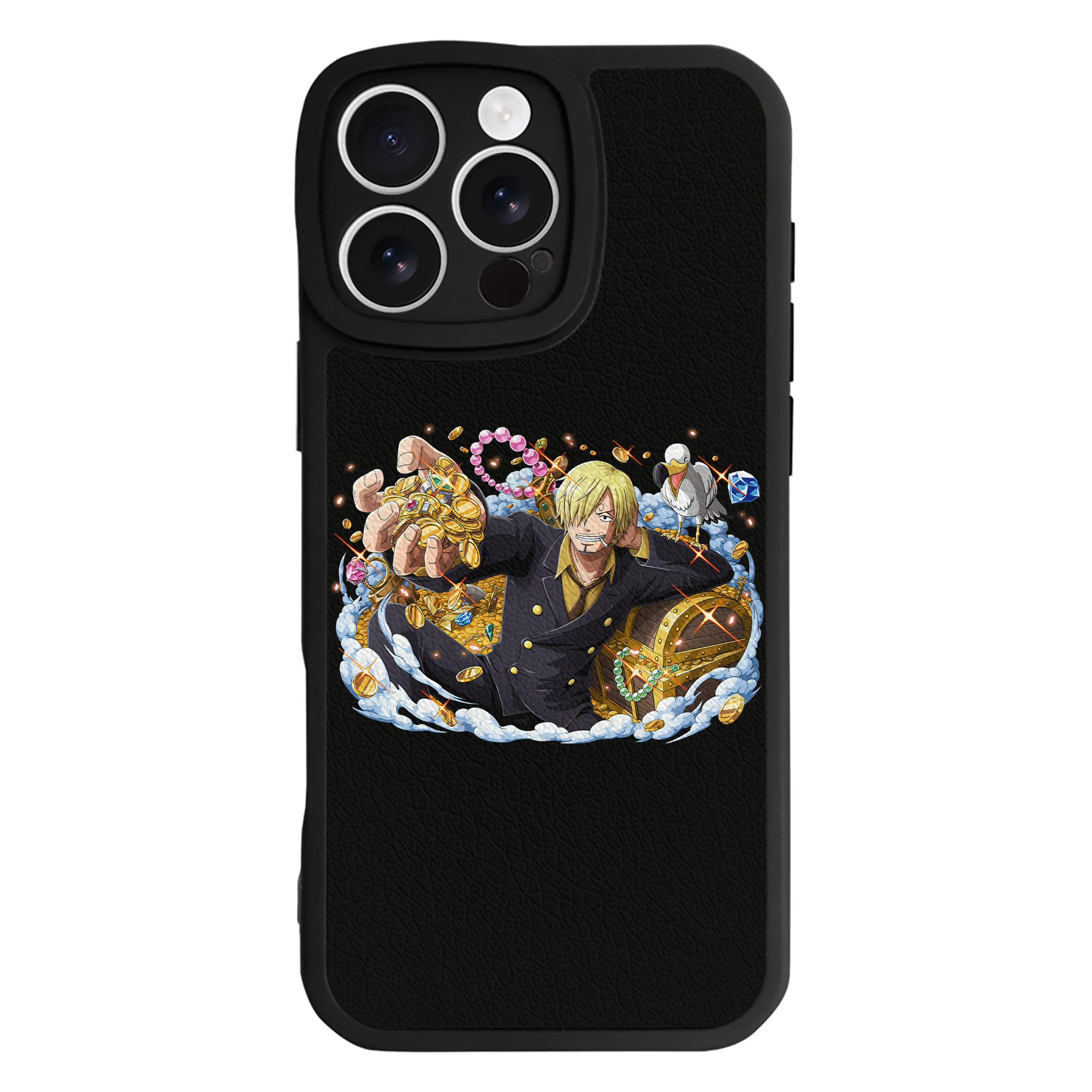 （画像用） ワンピース サンジ ONE PIECE Sanji 【iPhone 16シリーズ対応】シリコンスマホケース（レザー調） 材質：シリコン